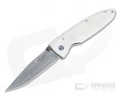 MCusta Classic Wave Damascus Corian Liner Lock Folder 19D