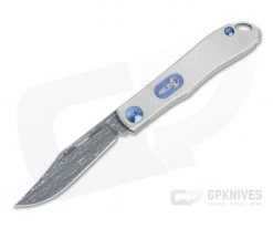 D Rocket Design Mini Lanny's Clip Point Vegas Forge Damascus Titanium Slip Joint Folder 0022