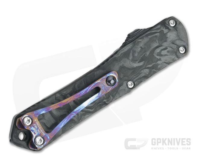 Heretic Custom Manticore-S D/E Vegas Forge Damascus Stainless Marbled Carbon Fiber OTF Automatic 002 - Image 2