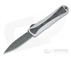 Heretic Custom Manticore-S D/E Vegas Forge Damascus Stainless Marbled Carbon Fiber OTF Automatic 002