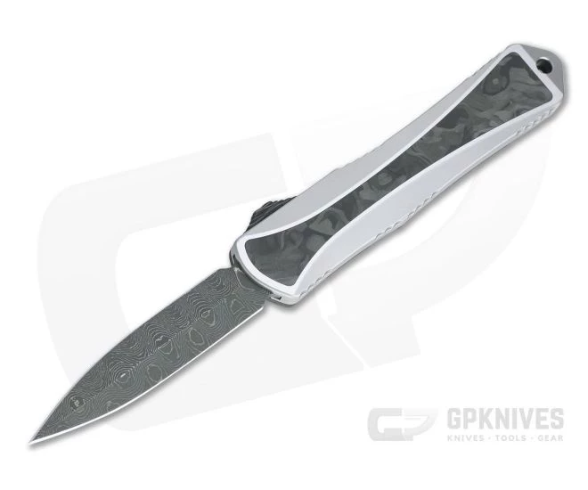 Heretic Custom Manticore-S D/E Vegas Forge Damascus Stainless Marbled Carbon Fiber OTF Automatic 002