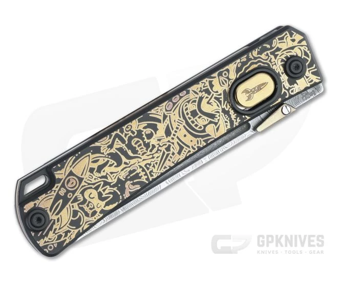 D Rocket Design Jupiter EDC Carbon Damascus StickerBomb Art Titanium Folder 0076 - Image 2