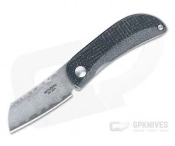 MCusta Petit San Mai Damascus Black/Orange Jute Micarta Liner Lock Front Flipper 0211D