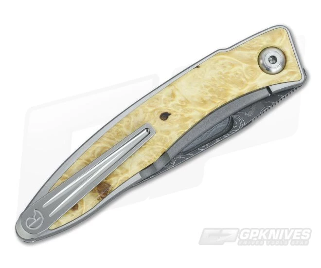 Chris Reeve Mnandi Raindrop Damascus with Box Elder Inlays - Image 2