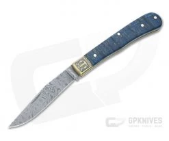 Boker Solingen Trapper Uno 2021 Annual Damascus Blue Curly Maple Slip Joint Collector's Knife 1132021DAM
