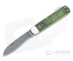 Boker Solingen Hunter's Knife Mono Damascus Green Curly Birch Lock Back Folder 118030DAM