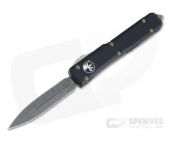 Microtech Ultratech Signature Series Damascus Double Edge Bronze Hardware OTF Automatic Knife 122-16