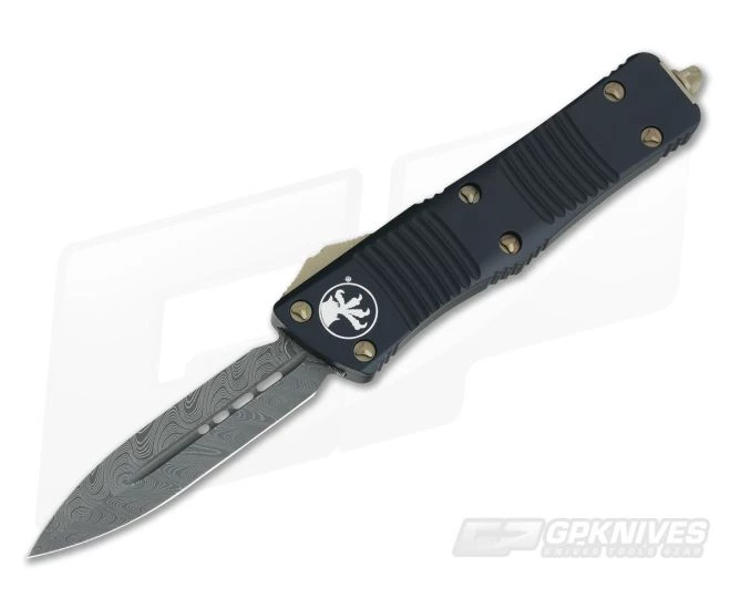 Microtech Troodon D/E Damascus Standard Signature Series Bronze Hardware 138-16
