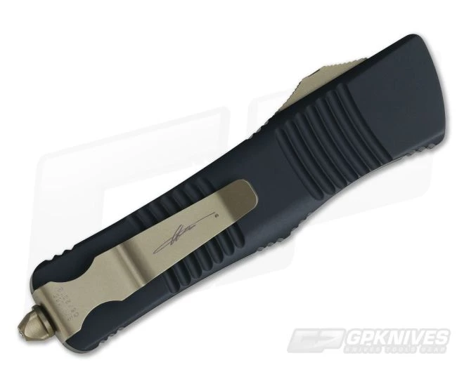 Microtech Troodon D/E Damascus Standard Signature Series Bronze Hardware 138-16 - Image 2