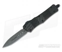 Microtech Combat Troodon D/E Carbon Fiber Damascus Standard Blue Titanium 142-16CFTI