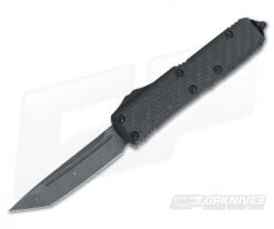 Microtech UTX-85 Damascus Tanto Carbon Fiber Blue Hardware 233-16CFTI