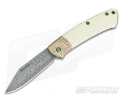 Benchmade Knives Proper Gold Class #57 Ivory G10 Damasteel Slip Joint 318-181