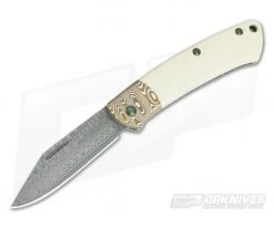 Benchmade Knives Proper Gold Class #65 Ivory G10 Damasteel Slip Joint 318-181