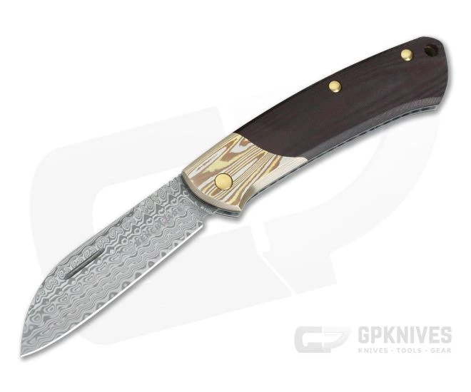 Benchmade Knives 319-201 Gold Class Proper Damasteel Mokume Burgundy Linen Micarta Slip Joint Folder