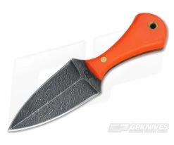 Olamic Cutlery Damascus Neck Knife Dagger Orange G10