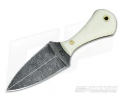 Olamic Cutlery Damascus Neck Knife Dagger White G10