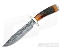 Bill Miller Custom Fighter Amber Stag and 2 Bar Damascus