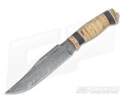 Olamic Cutlery Bowie Birch Series Damascus Prototype