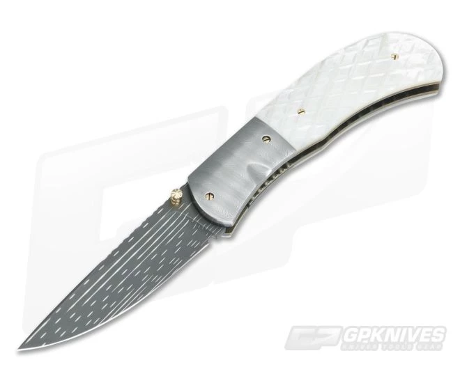 John W. Smith Custom Gentleman's Folder Pearl and Damascus