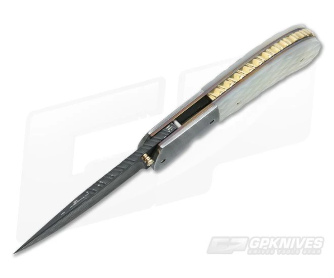 John W. Smith Custom Gentleman's Folder Pearl and Damascus - Image 3