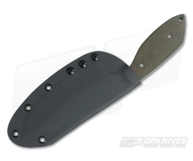 Trash Panda Knives Panda-1 Stonewashed CPM-3V Fixed Blade Green Canvas Micarta - Image 2
