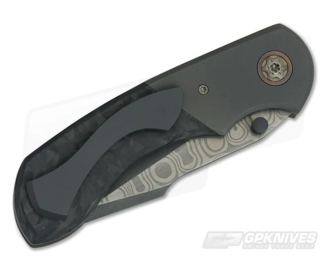 Steve Kelly Knives Custom Synergy 3V Damascus Bolstered Marbled Carbon Fiber - Image 2