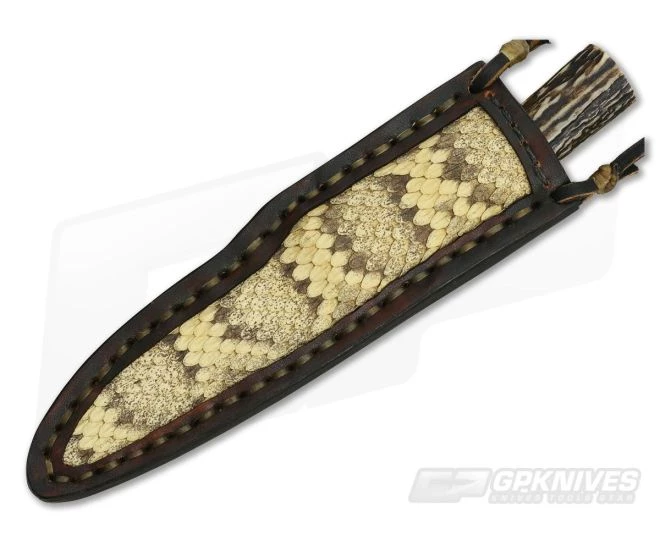 Burr Oak Custom Neck Knife Tight Twist Damascus Mokume Ebony Amber & Stag - Image 2