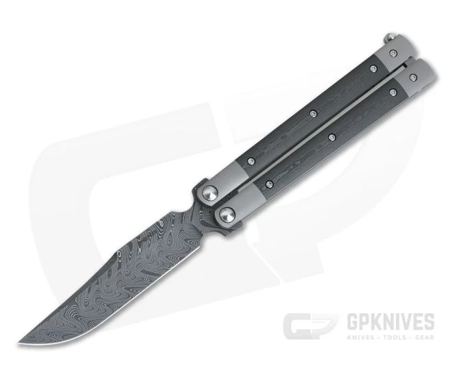 Enrique Peña Custom Peña-Song Stainless Damascus Fatcarbon Uni Black Carbon Fiber Butterfly Knife
