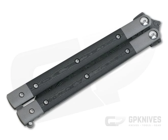 Enrique Peña Custom Peña-Song Stainless Damascus Fatcarbon Uni Black Carbon Fiber Butterfly Knife - Image 2