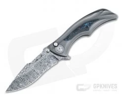Brian Tighe Custom Tighe Down Damasteel Integral Titanium Blue FatCarbon Inlaid Flipper