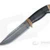 Olamic Cutlery Voykar HT Stacked Leather Bronze Fittings Damascus Fixed Blade