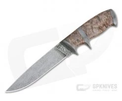 Olamic Cutlery Suna Karelian Birch Damascus Fittings Damascus Fixed Blade 4215