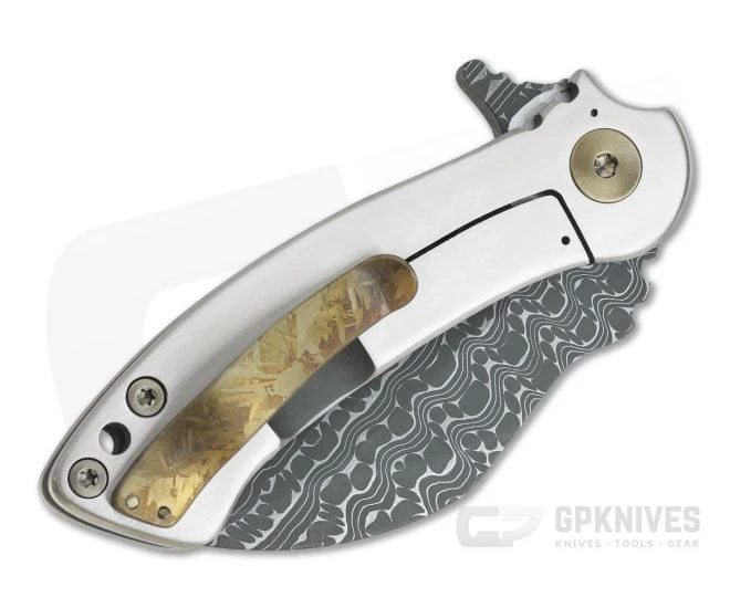 Grindhouse Knives TMAx #13 Nichols Iguana Damascus Satin Double Titanium Flipper - Image 2