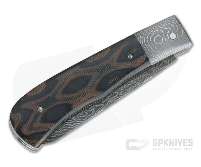 Chuck Hawes Custom Two-Blade Small Remington Python Micarta Burl Damascus Slip Joint 4334 - Image 2