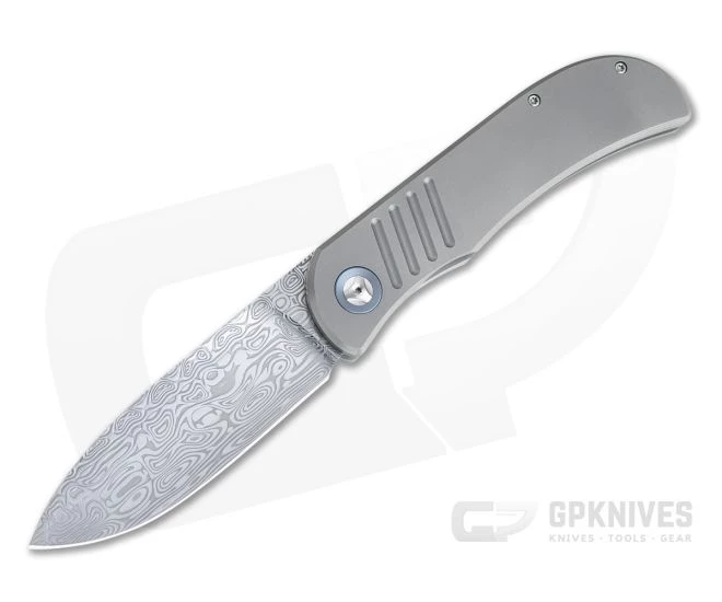 Burger Custom LEXK SFL Damasteel Spear Point Titanium Frame Lock Top Flipper