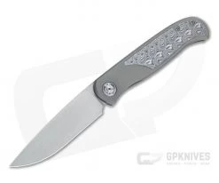 Burger Custom Atlas SFL Drop Point Satin M390 Damasteel Gray Frame Lock Front Flipper 4566
