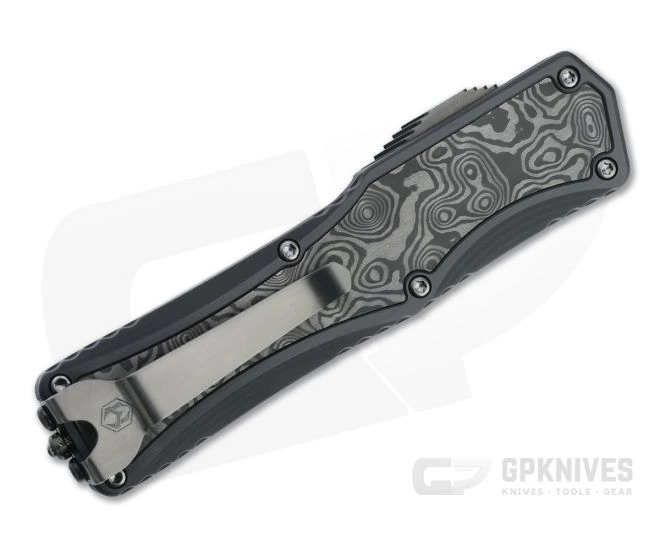Heretic Custom Colossus D/E Bakers Forge Damascus Black Dunes Fat Carbon OTF Automatic 4727 - Image 2