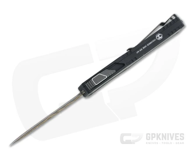 Heretic Custom Colossus D/E Bakers Forge Damascus Black Dunes Fat Carbon OTF Automatic 4727 - Image 3