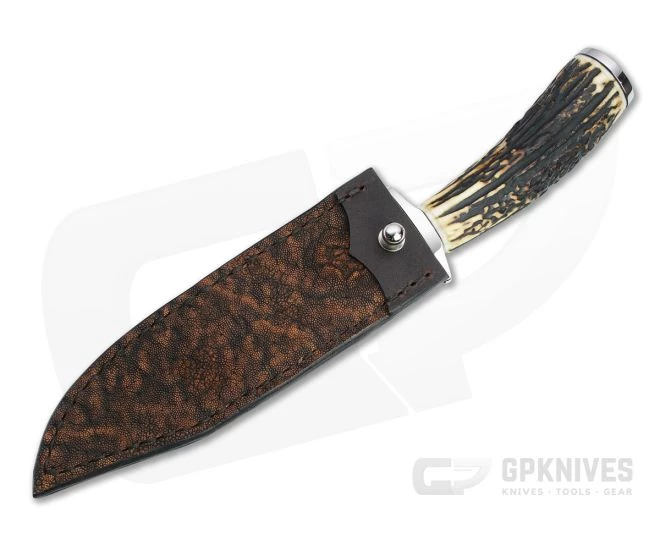 Bill Miller Custom Fighter Carbon Damascus Sambar Stag Fixed Blade 4764 - Image 2