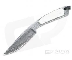 Bill Miller Custom Clip Point Bird and Trout Carbon Damascus Walrus Ivory Fixed Blade 4769