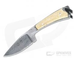 Bill Miller Custom Clip Point Caper Carbon Damascus Walrus Ivory Fixed Blade 4772