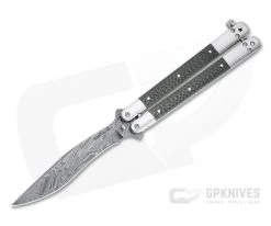 Craig Camerer Custom Balisong Recurve Damascus Carbon Fiber Butterfly Knife 4784