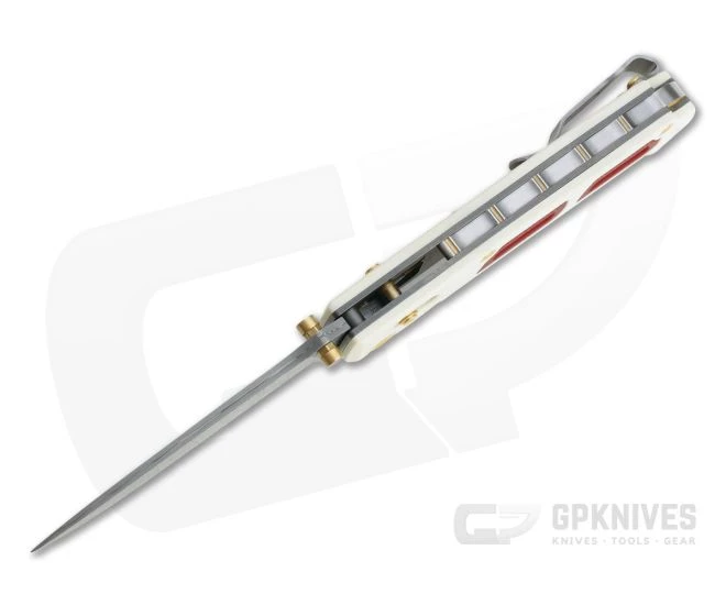 Benchmade Saibu Nakamura Damasteel Ivory & Red G10 Gold Class AXIS Lock Folder 486-201 #162 - Image 3