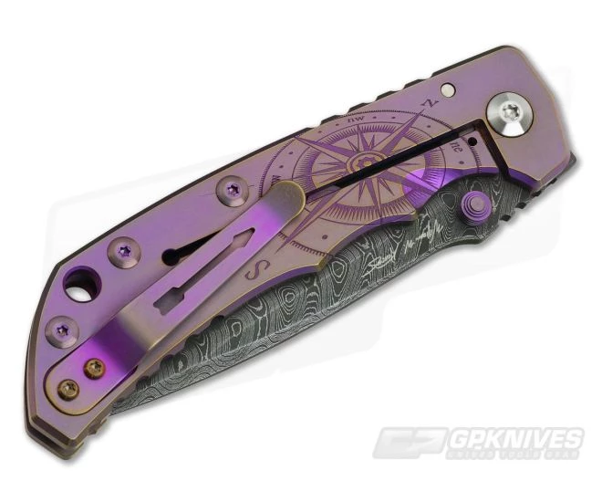 Spartan Harsey Folder Special Edition Purple Compass Nichols Damascus - Image 2