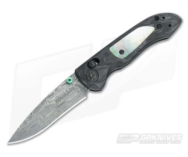 Benchmade 698-181 Gold Class Foray Axis Folder Damasteel Mother of Pearl and Marbled Carbon Fiber