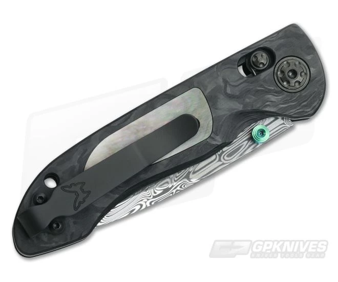 Benchmade 698-181 Gold Class Foray Axis Folder Damasteel Mother of Pearl and Marbled Carbon Fiber - Image 2