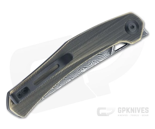 CIVIVI Lazar Isham Black Hand Rubbed Damascus Brass Front Flipper C20013-DS2 - Image 2