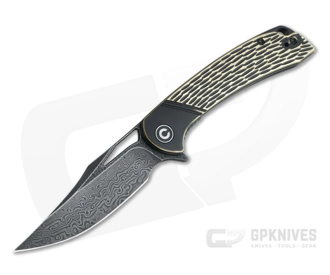 CIVIVI Dogma Black Polished Brass Black Hand Rubbed Damascus Liner Lock Flipper C2005DS-1