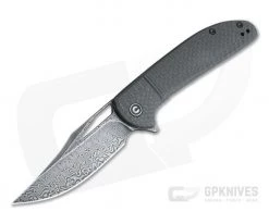 CIVIVI Ortis Black Hand Rubbed Damascus Clip Point Carbon Fiber Liner Lock Flipper C2013DS-1