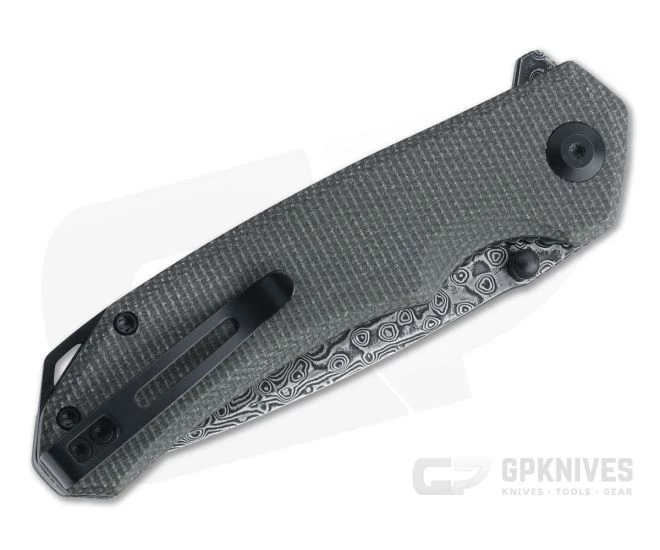 CIVIVI Brazen Drop Point Dark Green Micarta Black Damascus Liner Lock Flipper C2102DS-3 - Image 2